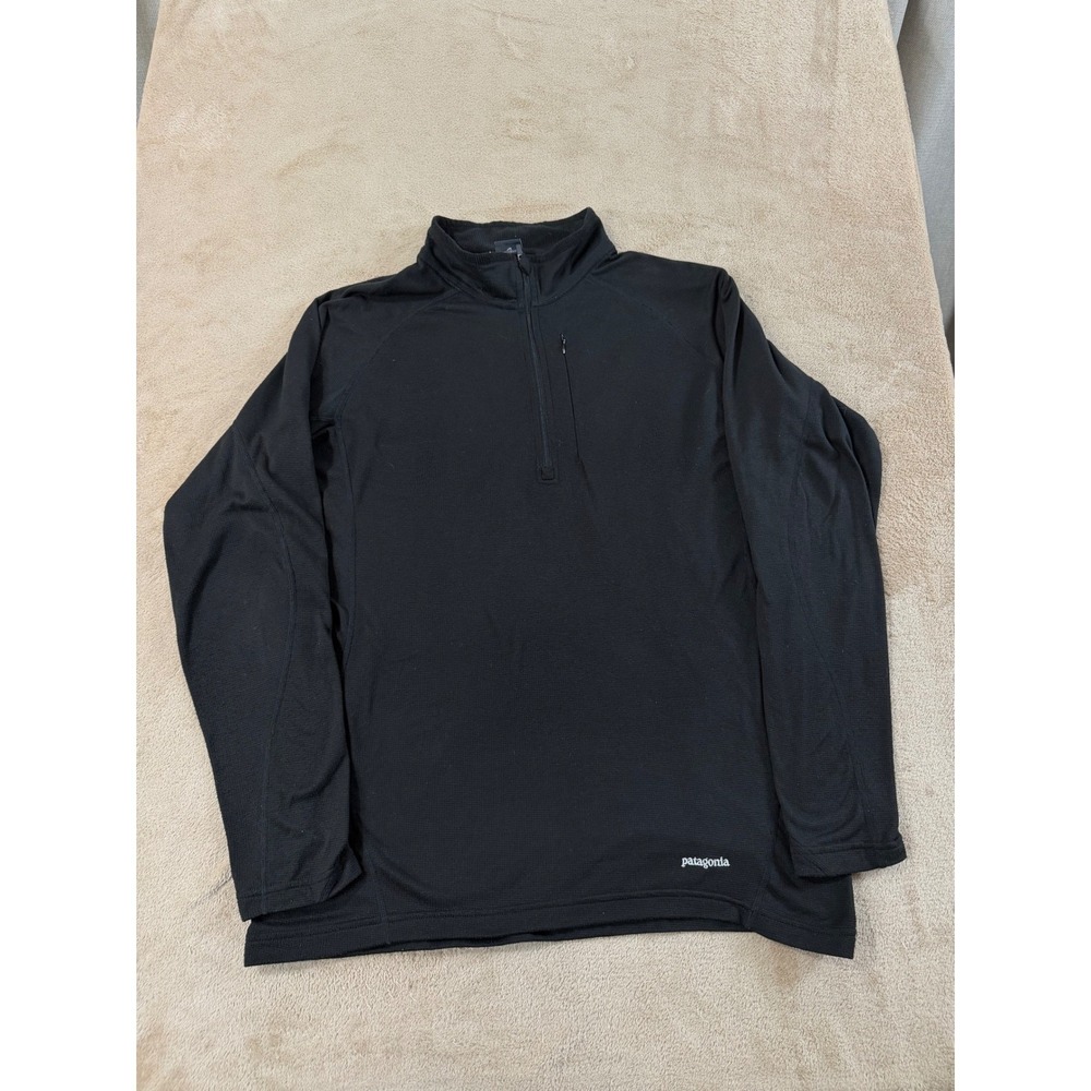 Vintage Patagonia perforance Base Layer Capilene shirt Mens L Black 1/4 zip EUC‎